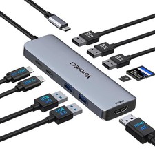 USB C Hub 10-in-1 with 4K HDMI Adapter, SD/TF Card Reader, 100W PD Charging, ...