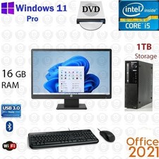 Windows 11 Lenovo i5 3.2 ghz 16GB RAM 1TB 22" LCD WiFi Desktop Computer PC