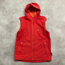 Jack Wolfskin Gilet Kids Medium Texapore Hooded Outdoor Full Zip Vest, Red