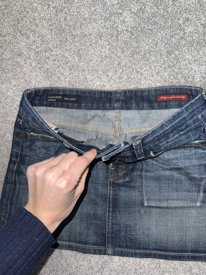 Y2K винтажный граждан человечества джинсовой ткани мини юбка Bridgitte #308 эластичной Jean размер 26 - Изображение 2 из 4