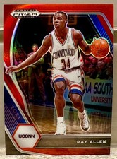 JERSEY # MATCH! 2021-22 Panini Prizm Draft Picks Ray Allen #91 Red 34/299! UCONN