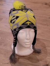 Yellow Gray Kids Knit Beannie Hat Linwd Winter