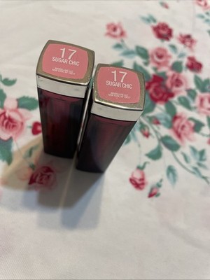 2~Maybelline 17 SUGAR CHIC Color SENSATIONAL Satin Lipstick Summer Pink Warm Und