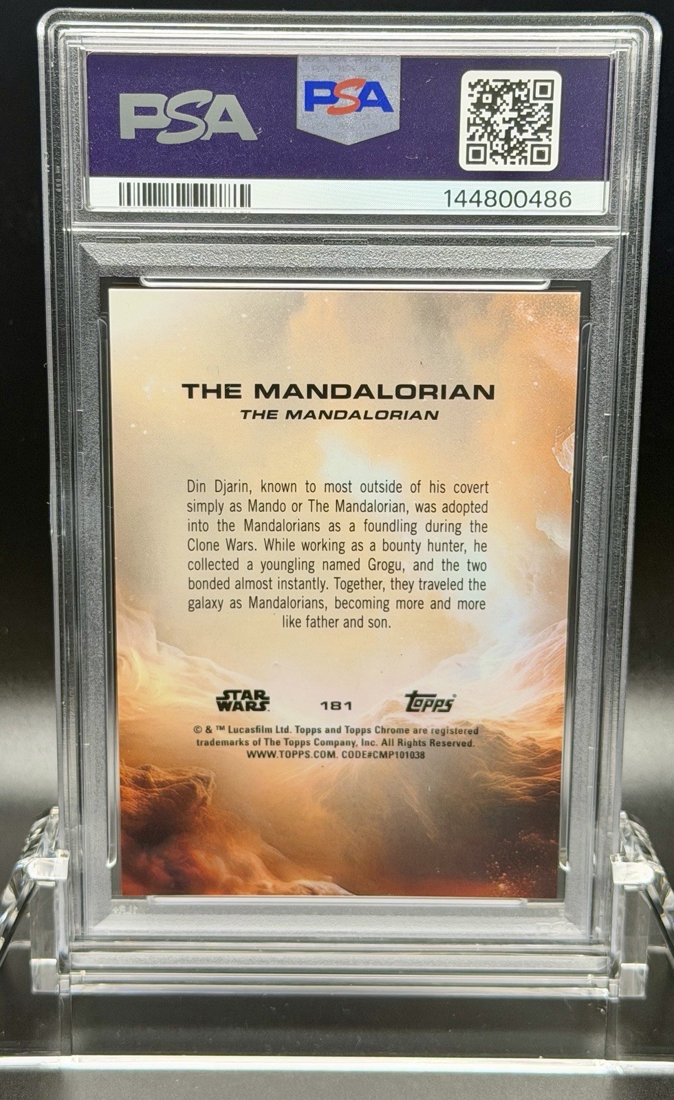 2025 Topps Star Wars Chrome #181 The Mandalorian Orange Pulsar /25 PSA 10 pop 2 view 2