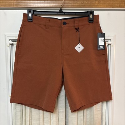 NWT Travis Mathew Men's 30 Step Dance 9'' Golf Shorts Maple (Rust Color)