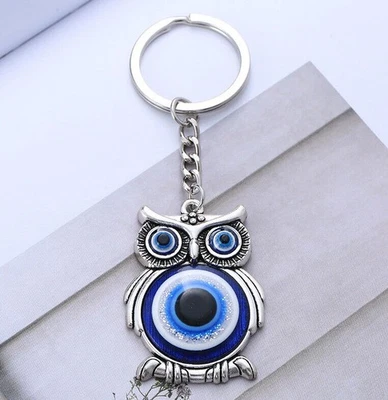 Portachiavi Gufo Occhio di Allah protezione dal malocchio Evil Eye Portafortuna - Imagen 1 de 4