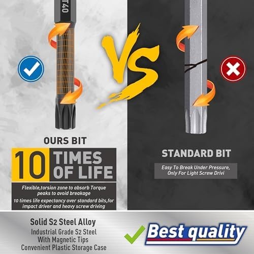 24-Piece Torx Bit Set S2 Steel T5-T40 Security Fastener