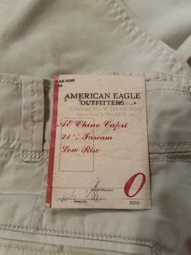 Junior's American Eagle Chino Capri Pants, Size 0, Beige, New Vintage With Tags - Picture 8 of 8
