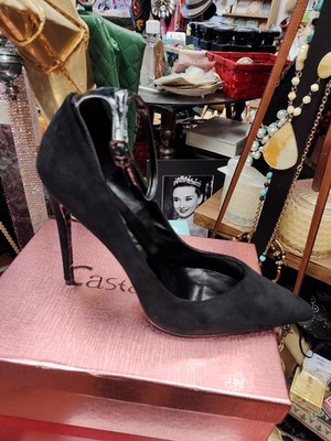 CASTAMERE BLACK SUEDE ANKLE STRAP Women's High Heel 11 M