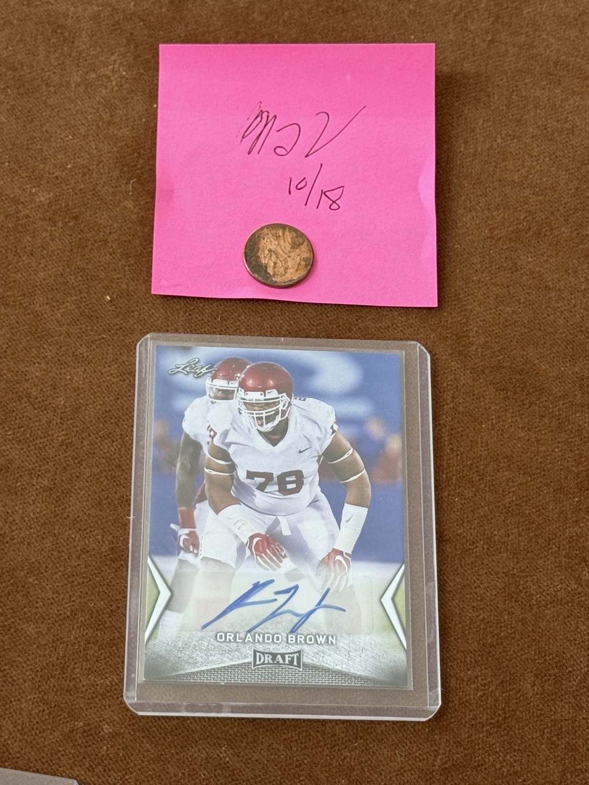 2018 Leaf Draft - Autographs Orlando Brown #BA-OB1 (AU, RC)