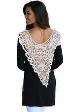 Maglia maglietta traforata Ricamata Casual T-shirt Club Top Crochet aperta M