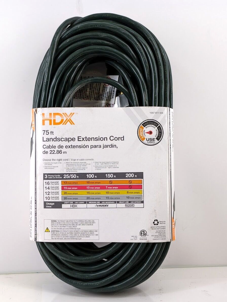 HDX 75 ft. Landscape Extension Cord 16 Gauge For Outdoor Light Use 1007