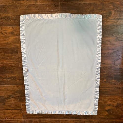 Just Born Blue Baby Reversible Blanket Puppy Dog Embroidered Satin Trim 30 x 40 - Picture 5 of 10