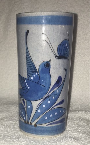 Traditional Mexican Tonala Blue Bird Design Set of 4 Tumblers - Picture 5 of 11