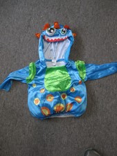 Infant Halloween Blue Dinosaur Costume Velour Size 6-12 Month NWOT