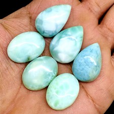6 Pcs Natural Larimar 22-24mm Mix Loose Cabochon Untreated Gemstone Lot