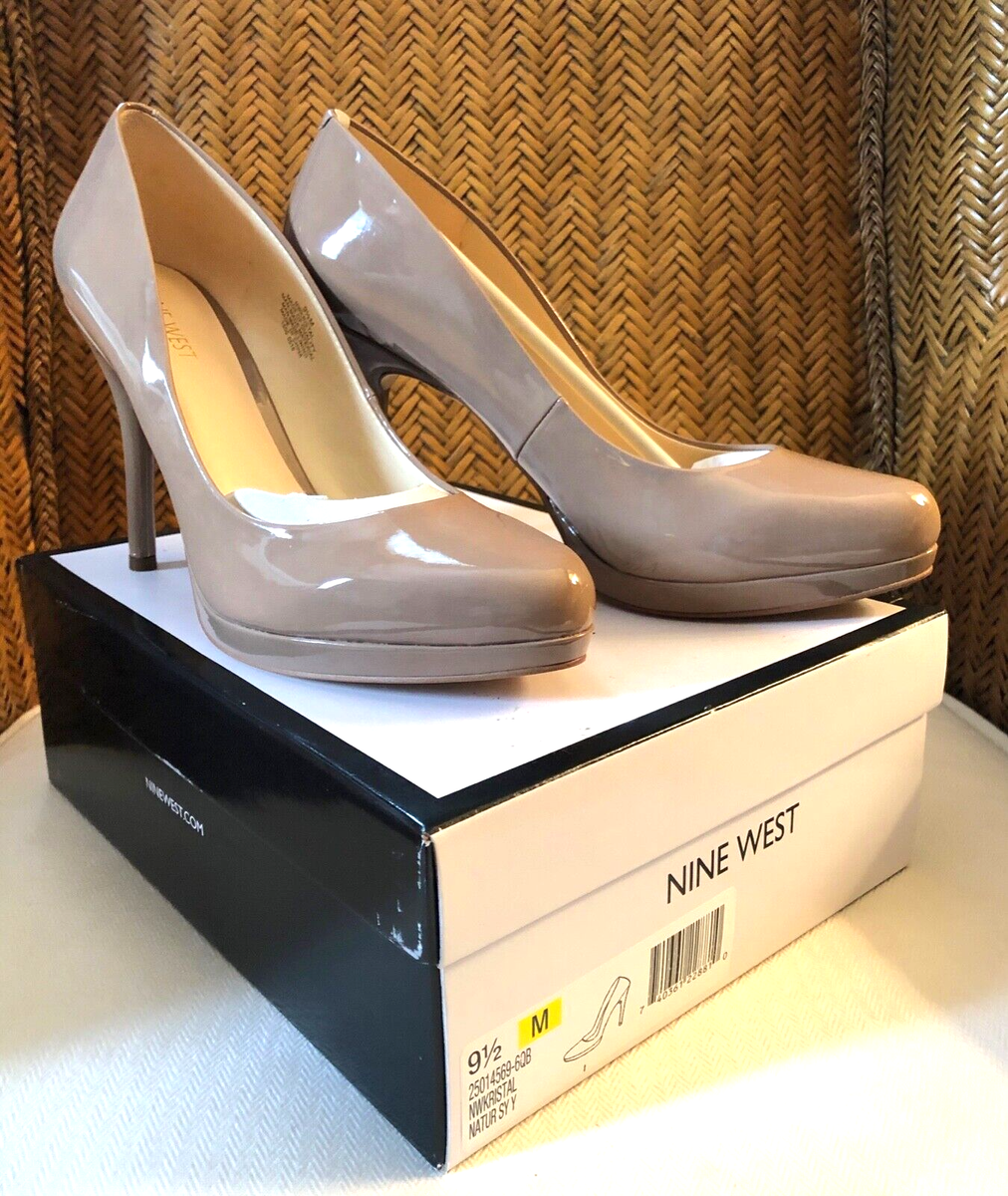 NINE WEST KRISTAL NATURAL PATENT HEEL NEW IN ORIG BOX SIZE
