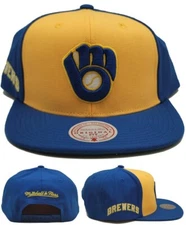 Milwaukee Brewers New Mitchell & Ness Evergreen Blue Yellow Era Snapback Hat Cap