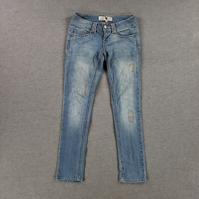 Vintage Jolt Size 5 Skinny Jeans Retro Y2K Faded Stone Wash Distressed Patchwork