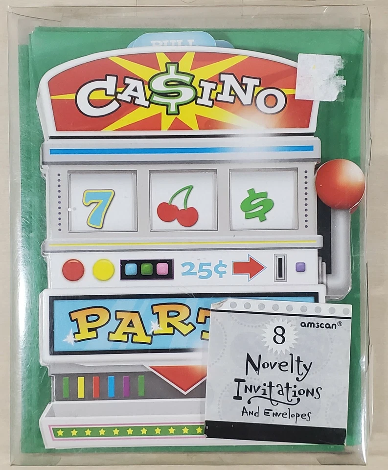 Party Invitations Casino Theme 8 Count With Envelops Novelty - Image 4 of 4