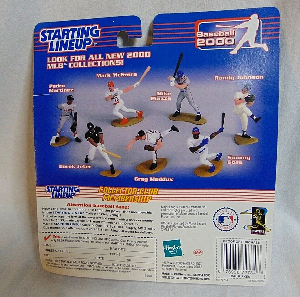 Cal Ripken Jr MLB VTG Starting Lineup Hasbro 2000 Action Figure Trading Card NIB - Image 3 of 3