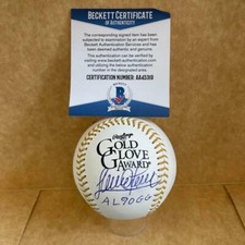 SANDY ALOMAR JR. AL 90 GG INDIANS/METS SIGNED AUTO GOLD GLOVE BASEBALL BECKETT A