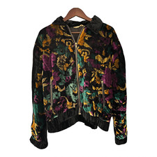 Adonis 1980's Velvet Multi Coloured Bomber Jacket Uk Size M/l