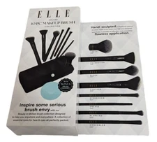 Elle Deluxe 10 Piece Makeup Brush Collection W/ Bonus Brush Cleaner - Open Box