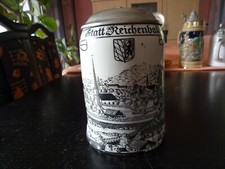 Bierkrug mit Zinndeckel: Statt Reichenhall, Gestempelt, Porzellan Manufaktur
