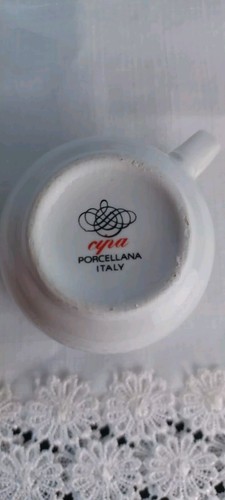Vtg Cipa Italian Porcellana Espresso Demitasse Cups & Saucers Orange Black White - Picture 6 of 11