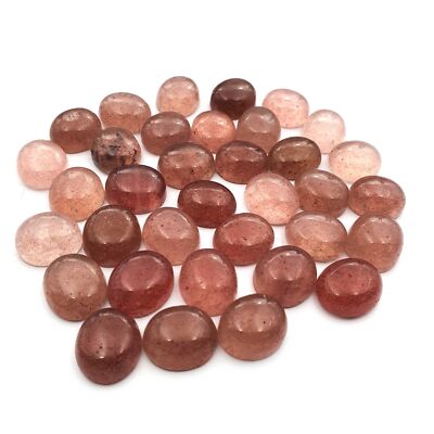 Natural Strawberry Quartz Oval Cabochon Lot 16 Pcs 13*14.5-13*15 mm 159 CT