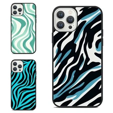 For Apple iPhone Samsung Galaxy Motorola mint zebra wavy lines Anti scratch Case