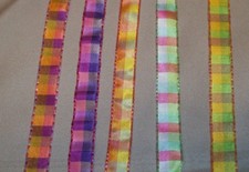 10 yds BRIGHT PLAID RIBBON 1/2"  choice of 5 colors 