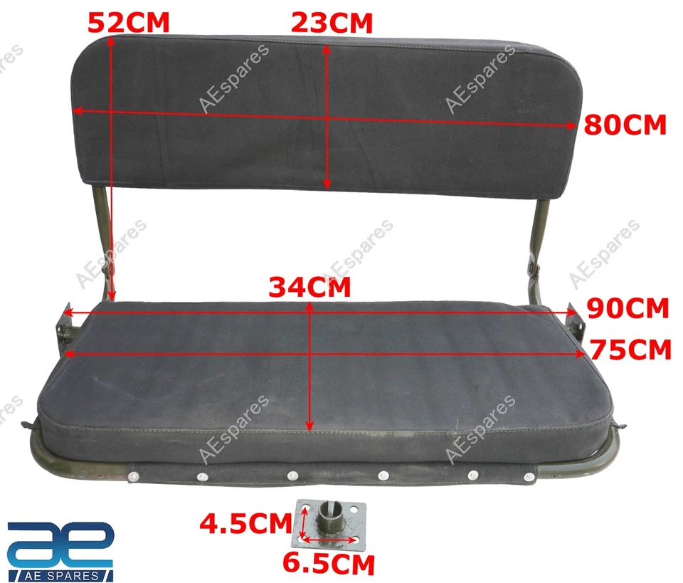 Flat Fender Back Seat Replacement seat Cover + Foam For 1941-45 Jeeps MB GPW @Vi - Image 2 of 4