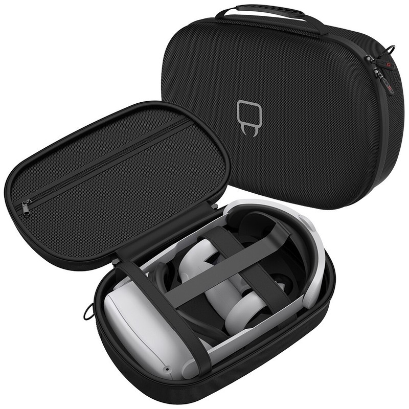 Carry Case for Meta Quest 2 VR Headset and Touch Controllers | Black Molded Case