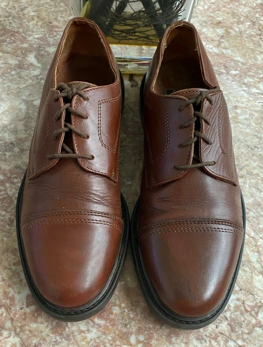 THOM BROWNE Thom McAn Men's Brown Leather Lace Up Oxford Shoes Size 9.5 EUC Made in Italy