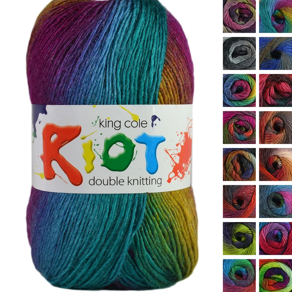 King Cole Riot DK 100g Acrylic Wool Blend Multi Coloured Knitting Yarn