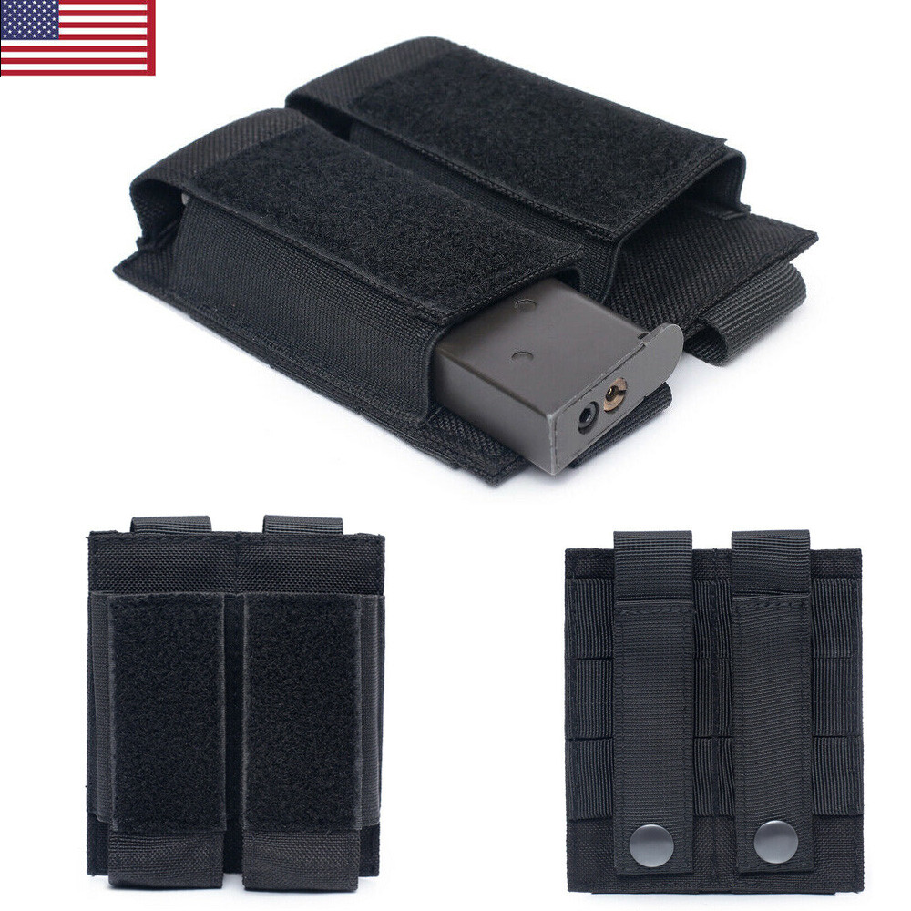 Pistol Double Magazine Holster 9MM Dual Stack Gun Mag Pouch Open-Top Ammo Holder-image