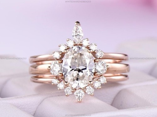 Gift For Her 14k Gold Moissanite Anniversary Band Wedding Engagement Ring