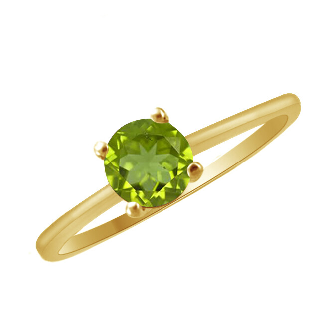 Sterling Silver Solitaire Ring with Simulated Olive Green Peridot