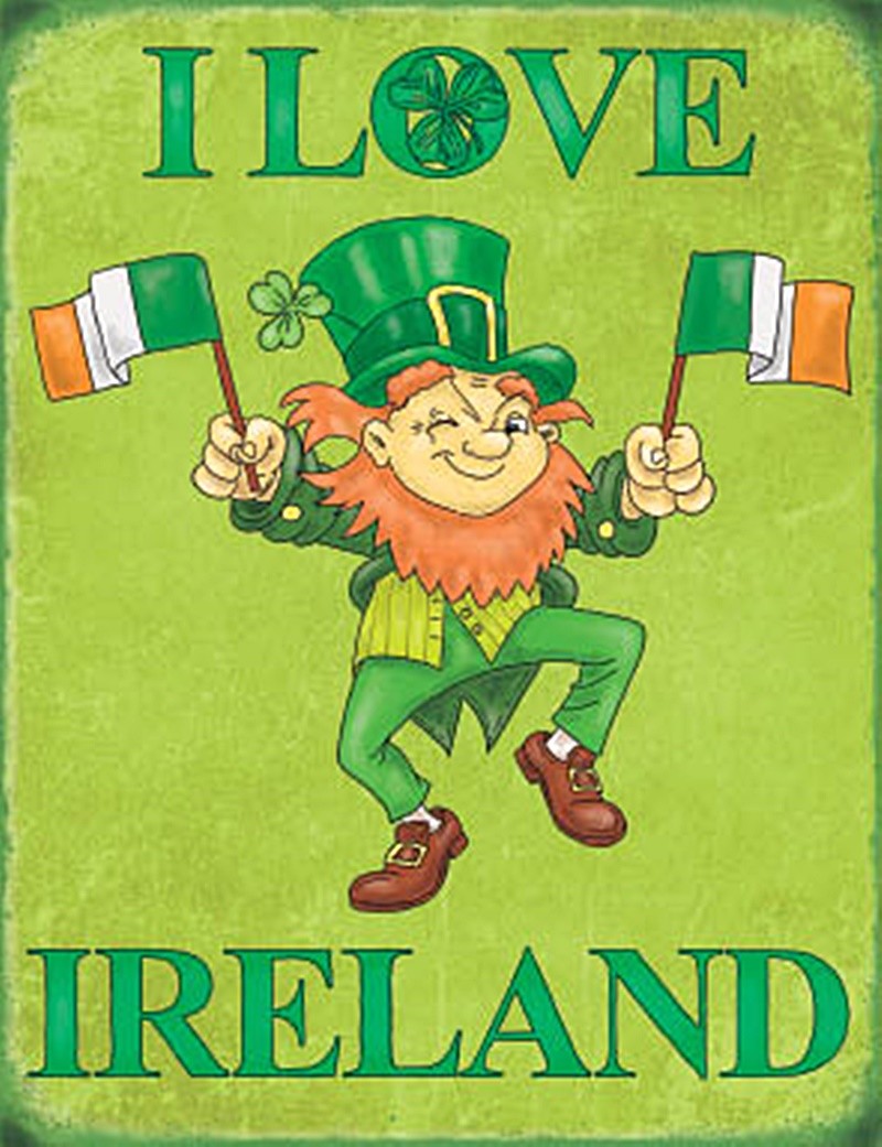 I Love Ireland Leprechaun  small metal sign 200mm x 150mm