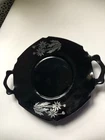 L.E. SMITH BLACK AMETHYST DEPRESSION 7" Plate with Handles -