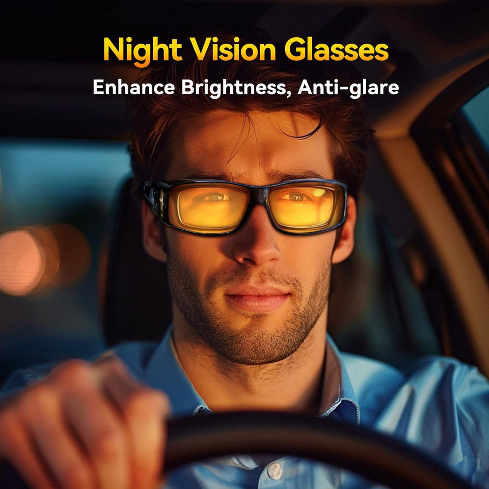 Night Vision Glasses for Women Men,Fit over Prescription Glasses with