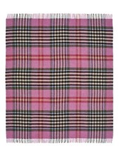 Shetland Lambswool Blanket / Throw - Bronte Chesil Raspberry Pink Check Plaid