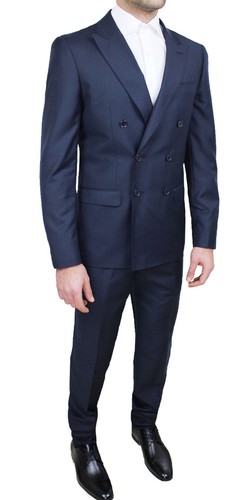 ABITO COMPLETO UOMO DIAMOND SARTORIALE BLU SCURO DOPPIOPETTO VESTITO  ELEGANTE | eBay