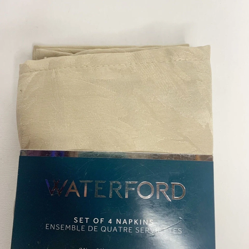 Waterford Leaf Pattern Napkins Beige Set Of 4 21” x 21” Thanksgiving Fall - Image 2 of 4