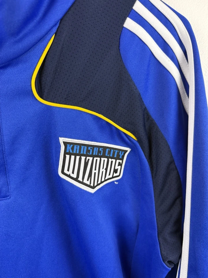 Vintage Adidas Sporting Kansas City Wizards Football 1/4 Zip Jacket Rare Size L - Image 4 of 4