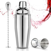 Cocktail Shaker Set 750Ml Edelstahl Mit Sieb Messbecher Bar-LöFfel FüR