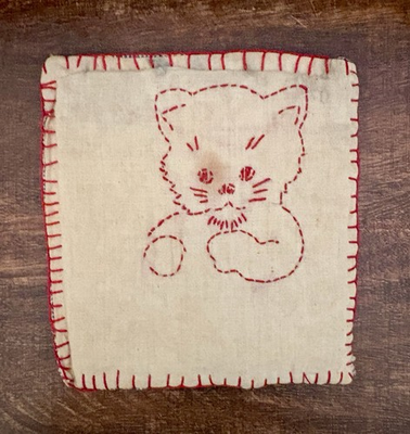 #ad Vintage Embroidered Kitten Potholder Cat Hot Pad $9.98