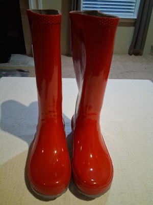 Crocs Boots Size 7 Women's Red Slip On Waterproof Rubber Tall '